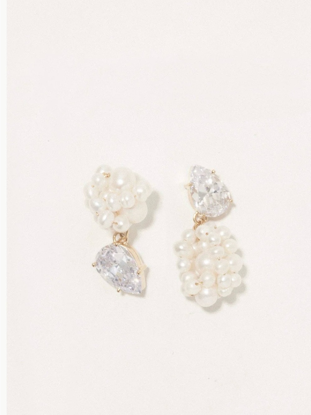 Completedworks Dark Paradise Gold Pearl Cluster Drop Earrings